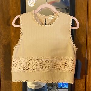 Madewell Cream Lace Detail Sleeveless Blouse